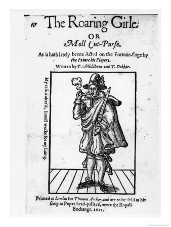 Frontispiece to "The Roaring Girle" or "Moll Cut-Purse" by Thomas Middleton and Thomas Dekker 1611