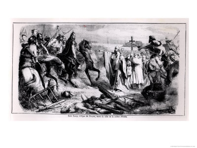 St. Loup Defending the City of Troyes Against Attila the Hun on His Horse