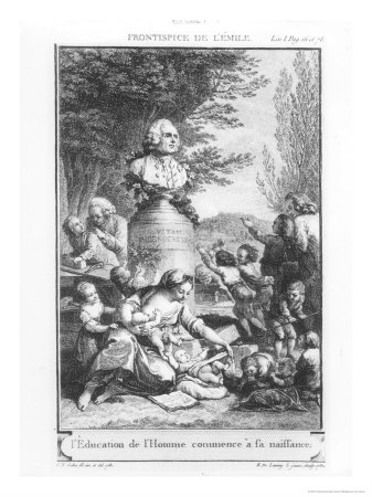 Frontispiece to "Emile" by Jean-Jacques Rousseau