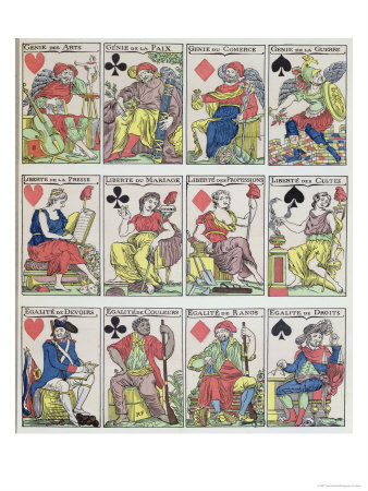 Playing Card Designs Dating from the French Revolution, circa 1792