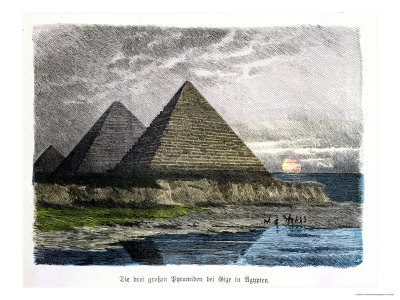 The Pyramids of Giza, from a Series of the "Seven Wonders of the World" Poster
