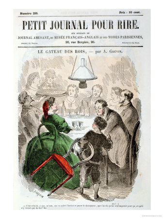 Le Gateau De Rois," Family Celebrating Twelfth Night, from "Le Petit Journal Pour Rire," circa 1865