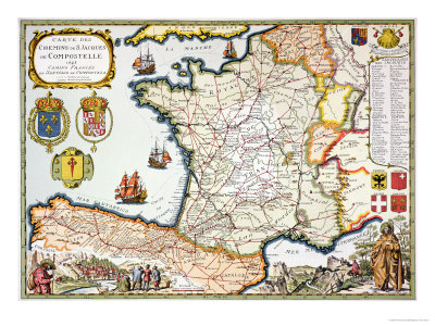 Reproduction of Map of Routes of St. James of Compostel, Originally
