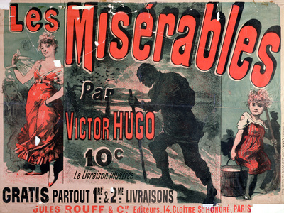 Poster Advertising the Publication of "Les Miserables" by Victor Hugo 1886