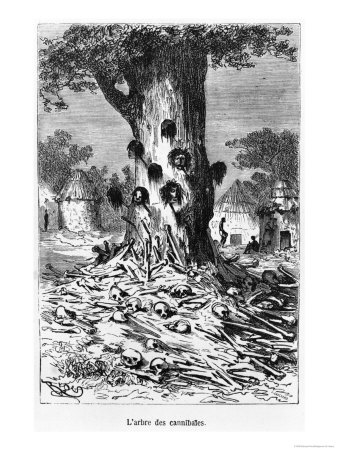 The Tree of Cannibals, Illustration from "Five Weeks in a Balloon" by Jules Verne Paris, Hetzel