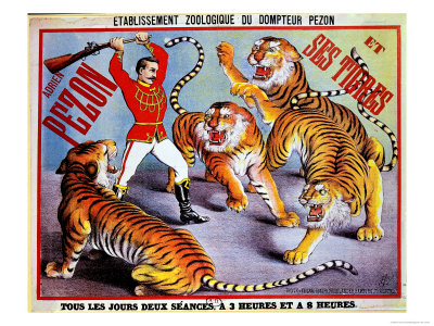 Poster Advertising "Adrien Pezon and His Tigers," circa 1897