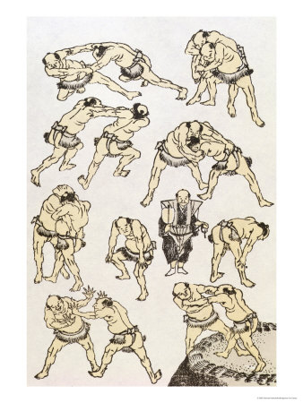 Manga: Studies of Gestures and Postures of Wrestlers, Published 1849