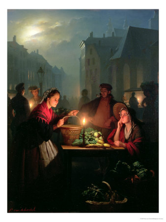 A Vegetable Stall at Night