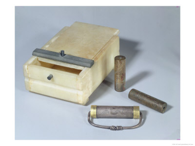 Alabaster Box and Bronze and Silver Seal Cylinders of King Mentuhotep, Middle Kingdom