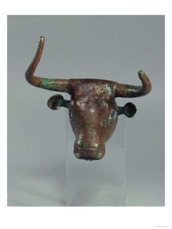 Head of a Bull, with Royal Sumerian Inscription, Mount for a Piece of Furniture or for a Harp