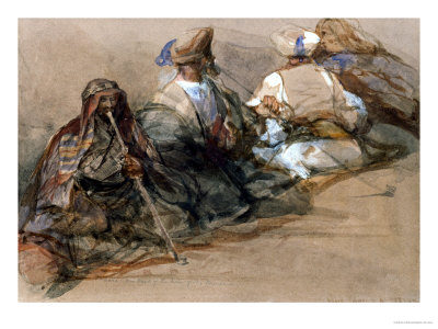 Group of Arab Figures, Two Smoking a Cubuk
