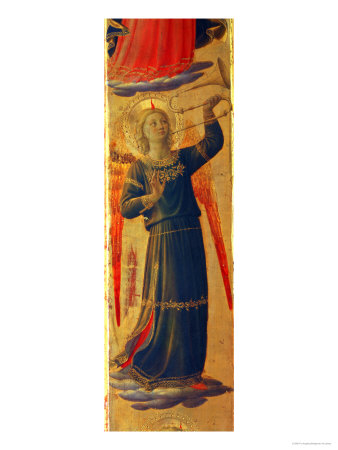 Angel Holding a Trumpet, Detail from the Linaivoli Triptych, 1433