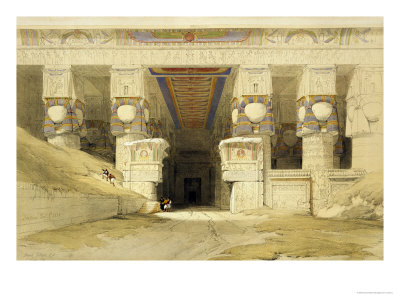 Facade of the Temple of Hathor, Dendarah, from "Egypt and Nubia," Vol.1