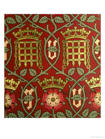 Tudor Rose, Reproduction Wallpaper Designed by S. Scott and Produced by Cole & Sons