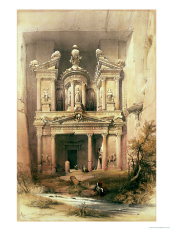Petra, March 7th 1839, Plate 92 from Volume III of "The Holy Land"