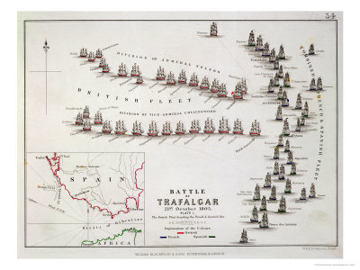 The Battle of Trafalgar, 21st October 1805, the British Breaking the French and Spanish Line