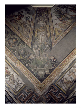 Allegorical Figure of Autumn, Detail of a Mosaic Pavement Depicting the Seasons and Hunting Scenes
