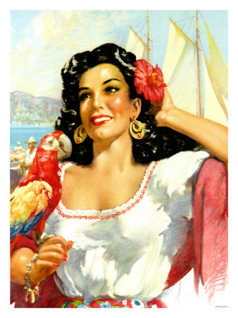 Senorita with Parrot