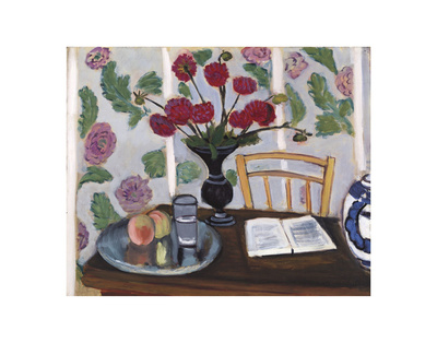 Still Life, Bouquet of Dahlias and White Book, 1923