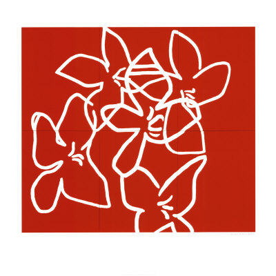 Fleurs Blanches sur Fond Rouge, 2003