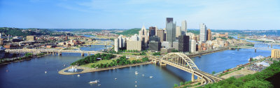 Daytime Skyline with the Delaware River, Pittsburgh, Pennsylvania, USA