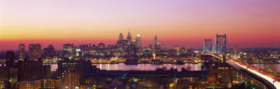 Arial View of the City at Twilight, Philadelphia, Pennsylvania, USA
