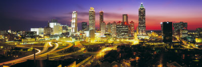 Skyline, Evening, Dusk, Illuminated, Atlanta, Georgia, USA