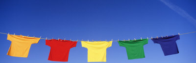 Low Angle View of T-Shirts Hanging on a Clothesline