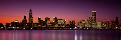 Dusk, Skyline, Chicago, Illinois, USA