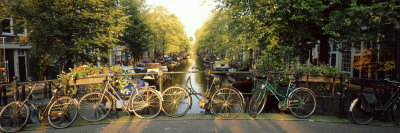 Bicycles on Bridge Over Canal, Amsterdam, Netherlands