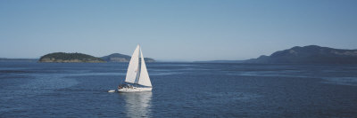 Sailboat Sailing in the Sea, San Juan, Washington State, USA