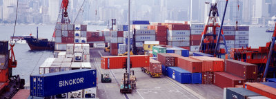 Shipping Containers, Victoria Harbor, Hong Kong, China