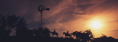 Sunset, Cowboys, Texas, USA