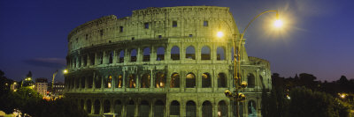 Ancient Building Lit Up at Night, Coliseum, Rome, Italy