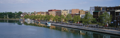 Buildings on the Waterfront, Cayuga-Seneca Canal, Seneca Falls, New York State, USA