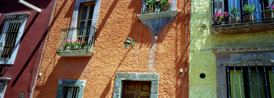 Low Angle View of Balconies in Houses, San Miguel De Allende, Guanajuato, Mexico