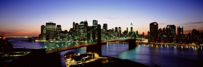 High Angle View of Brooklyn Bridge, New York City, New York State, USA