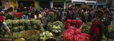 Group of People in a Vegetable Market, Almolonga, Guatemala