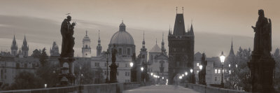 Buy Lit Up Bridge at Dusk, Charles Bridge, Prague, Czech Republic at AllPosters.com