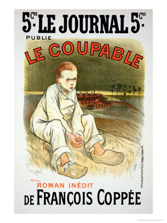 Reproduction of a Poster Advertising the Novel "Le Coupable", by Francois Coppee