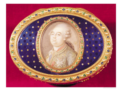 Snuffbox with a Portrait Miniature of Louis XVI on Ivory by Pierre Noel Violet 1780