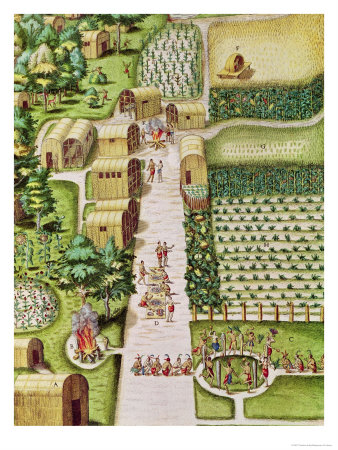 The Village of Secoton, from "Admiranda Narratio...", Published by Theodore de Bry