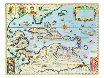Map of the Caribbean Islands and the American State of Florida