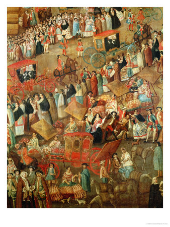 Plaza Mayor in Mexico, Detail of Carriages