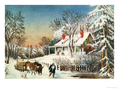 Bringing Home the Logs, Winter Landscape