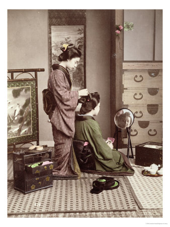 Hairdressing, Japan, circa 1880