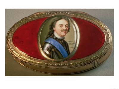 Gold Snuff Box with Portrait Miniature of Peter the Great, 1727