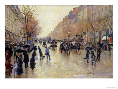 Boulevard Poissoniere in the Rain, circa 1885