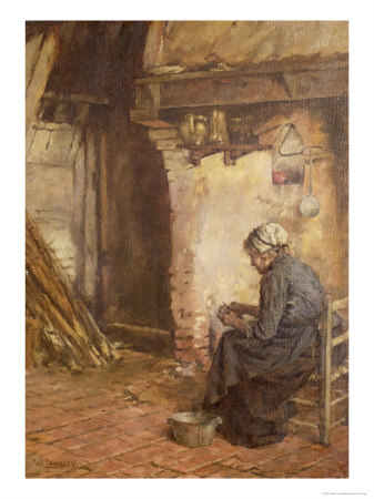 Old Woman Peeling Potatoes