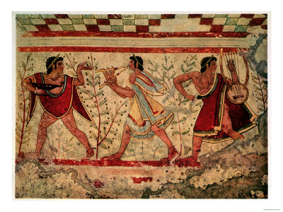 Etruscan Musicians, Copy of a 5th Century BC Fresco in the Tomb of the Leopard at Tarquinia
